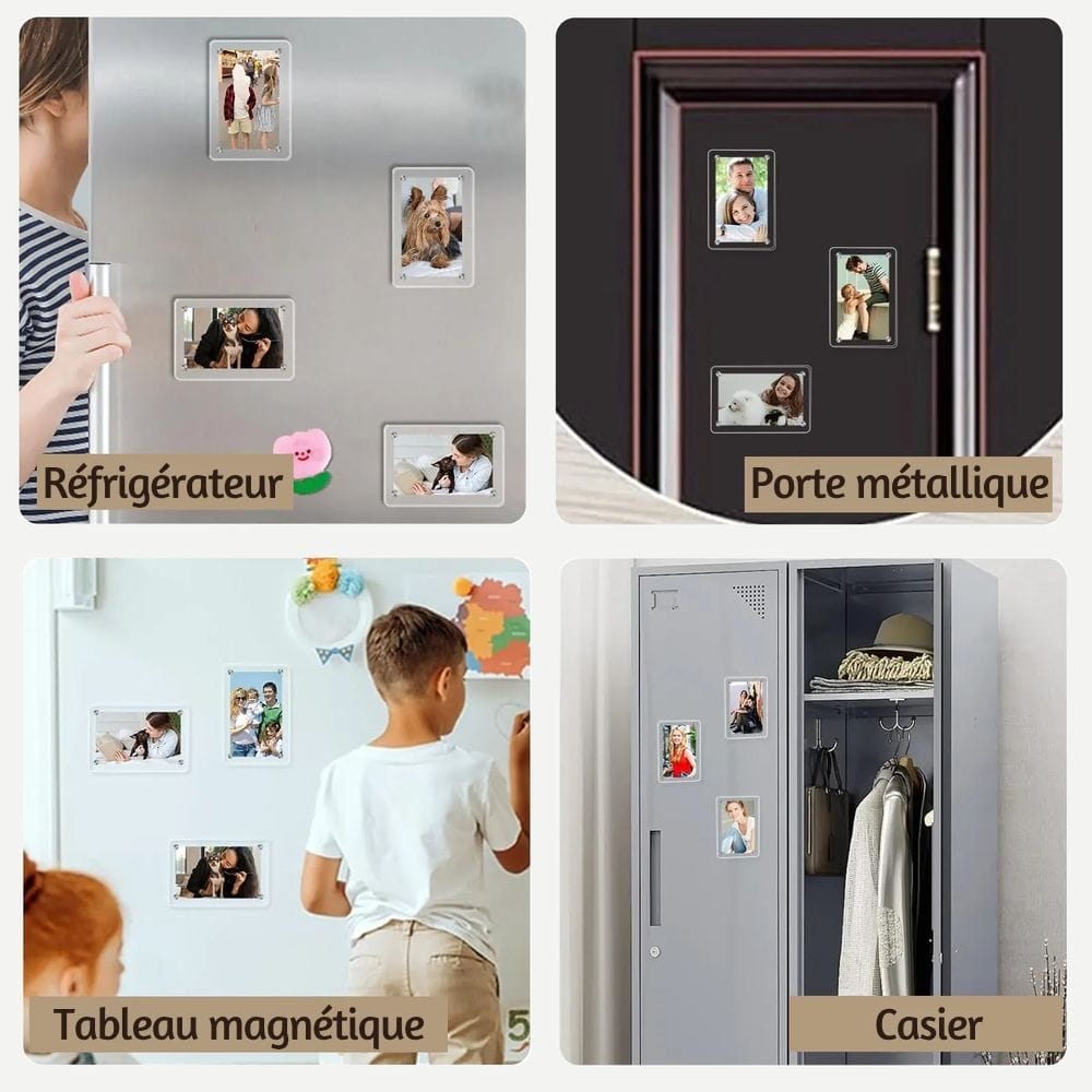 Cadres Magnétiques Photo : Lot de 5 Magnets Frigo 9x6 cm