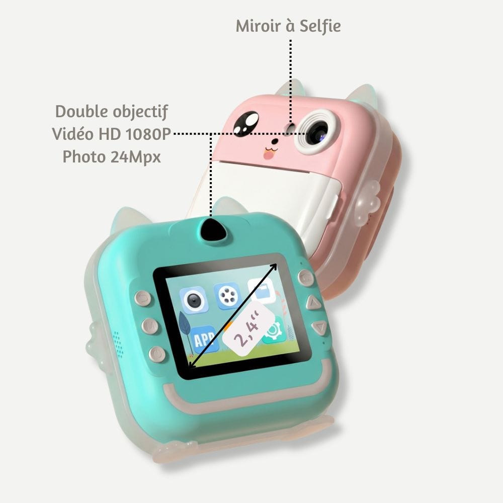 Appareil Photo Impression Instantanée — WiFi, App, Oreilles RGB