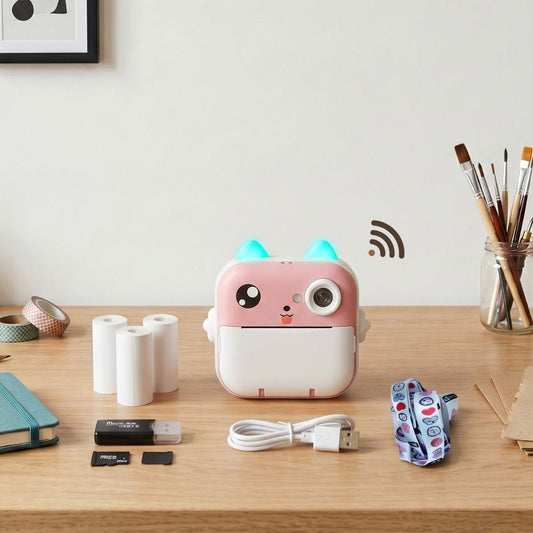 Appareil Photo Impression Instantanée — WiFi, App, Oreilles RGB