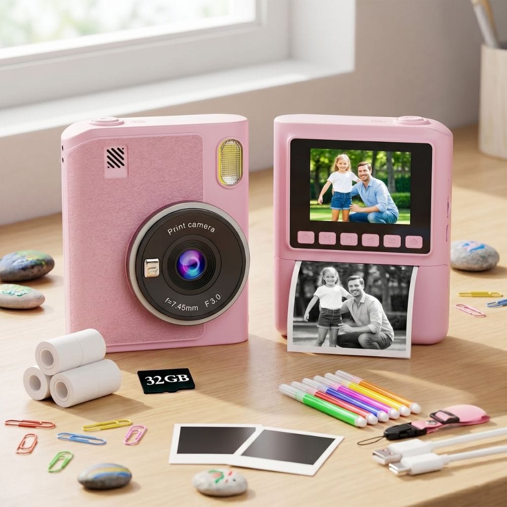 Appareil Photo Instantané avec Ecran — Zoom X8, 1080P, Carte SD 32 Go