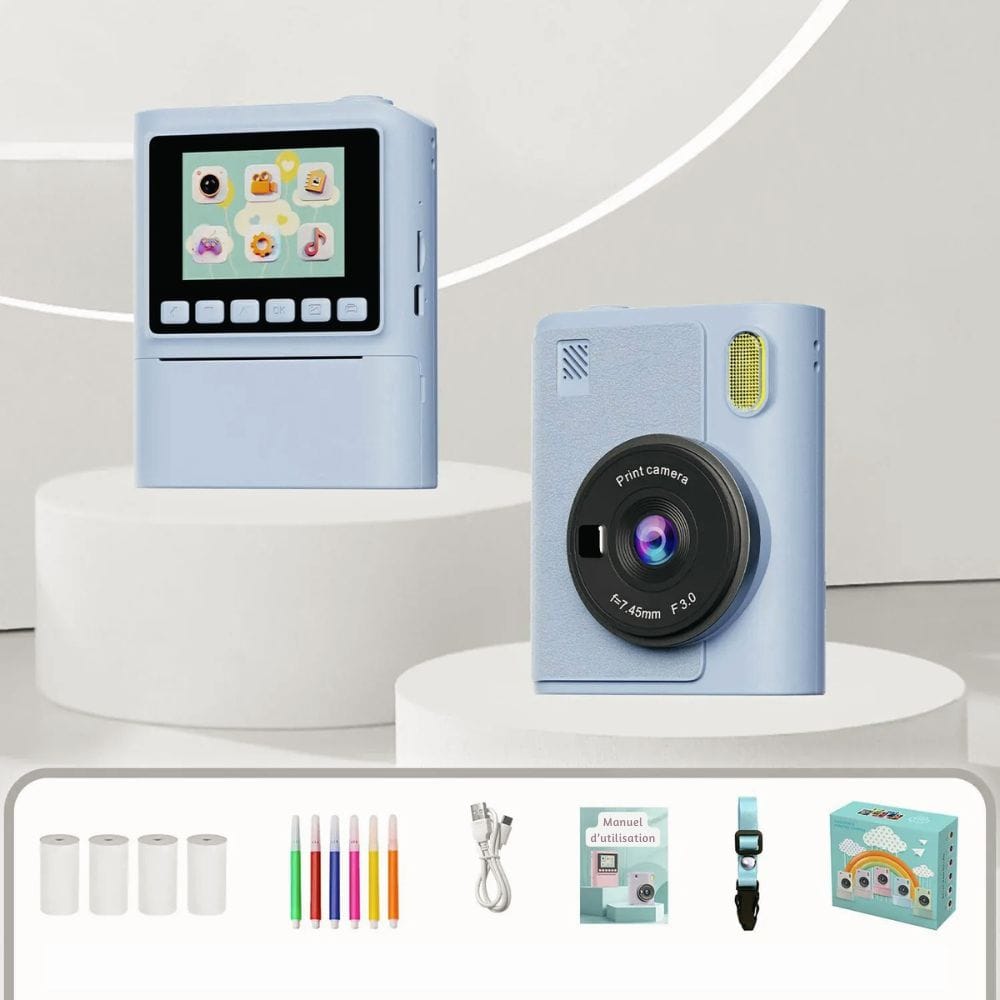 Appareil Photo Instantané avec Ecran — Zoom X8, 1080P, Carte SD 32 Go Bleu