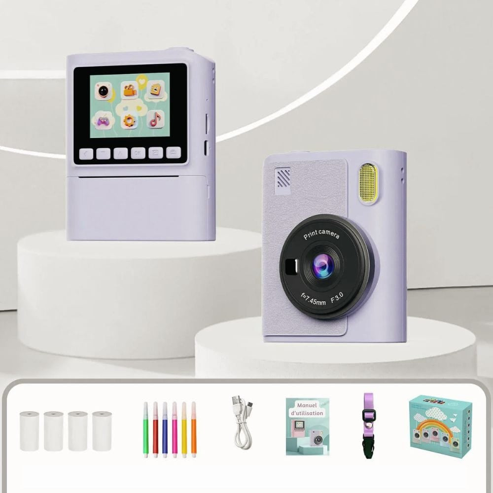 Appareil Photo Instantané avec Ecran — Zoom X8, 1080P, Carte SD 32 Go Violet