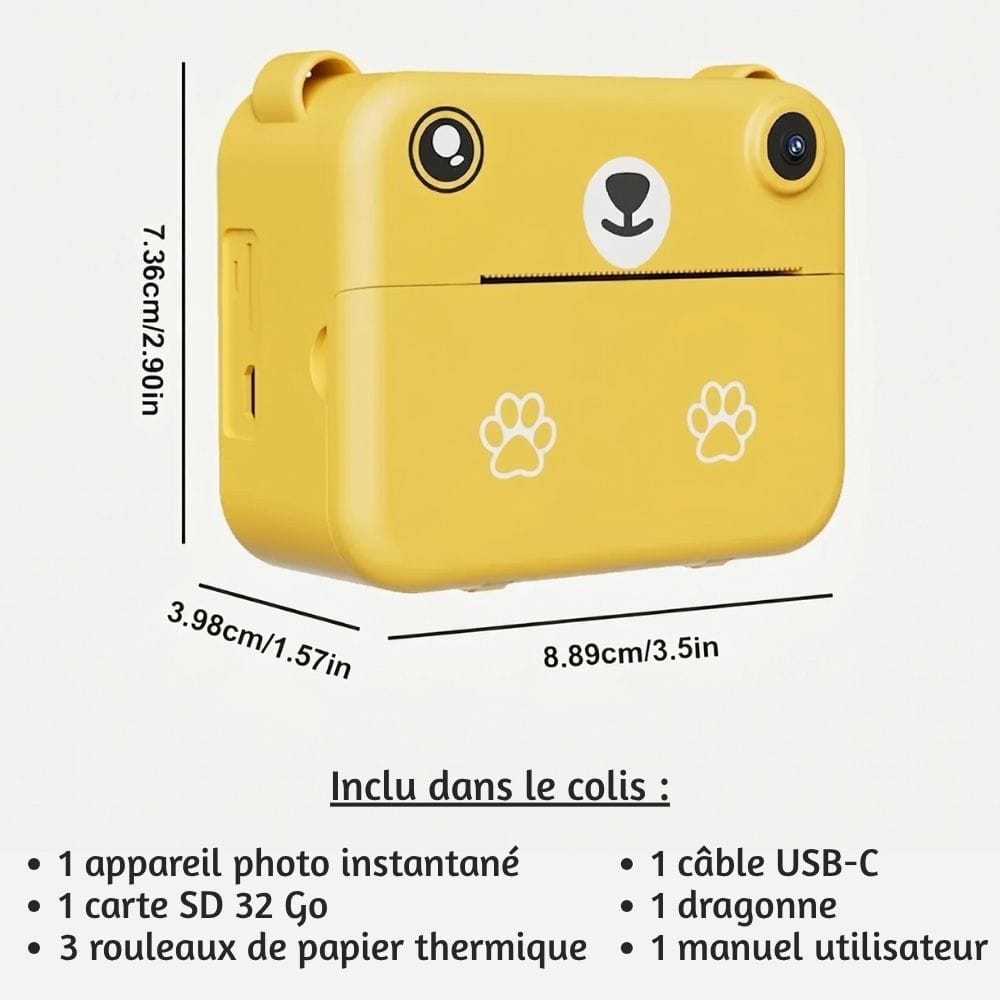 Appareil Photo Instantané Enfant 10 ans — 1080P, Batterie 1500 mAh