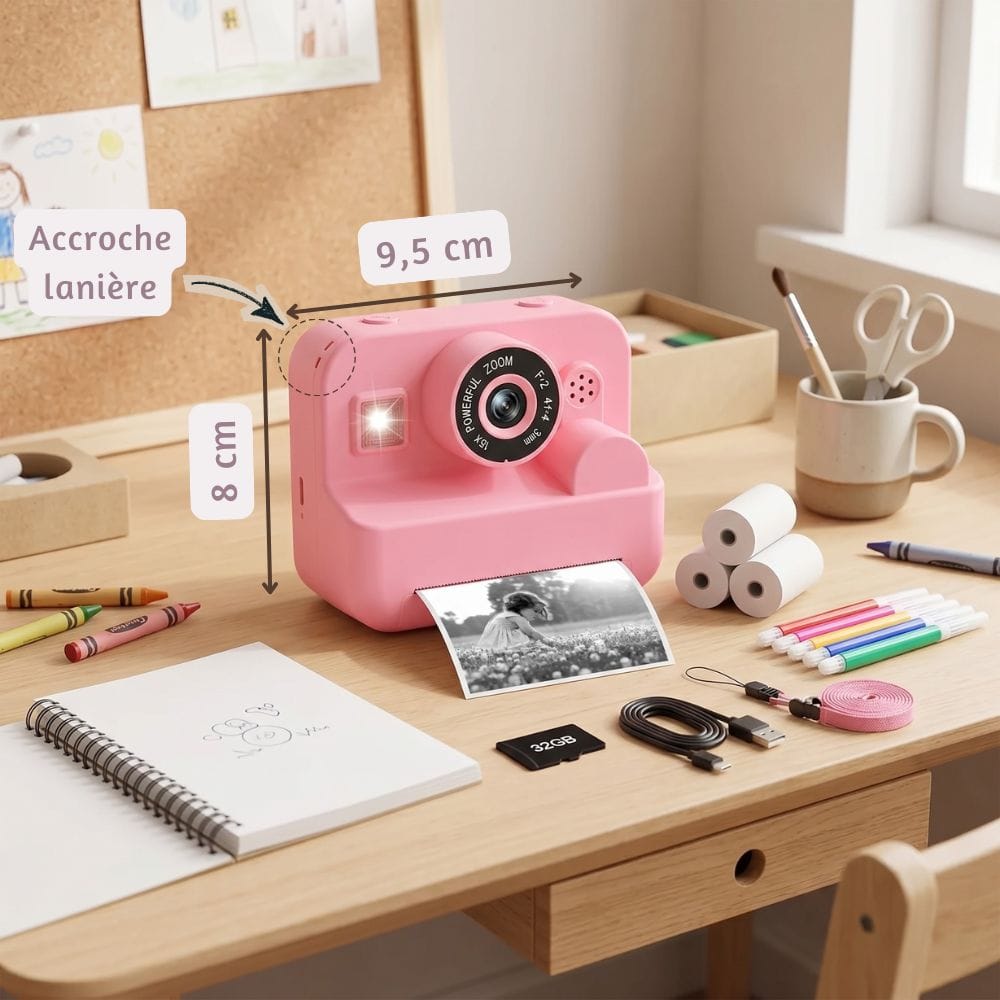  Appareil Photo Instantané Thermique — Sans Encre, Zoom x16, 1080P