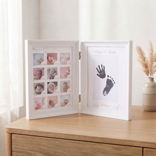 Cadre Photo Bébé Première Année : 12 Mois et Empreinte Blanc