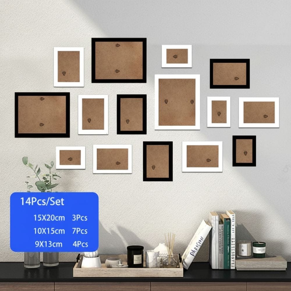 Cadres pour Photos Multiples Cadres Noirs et Blancs / Bois Naturel