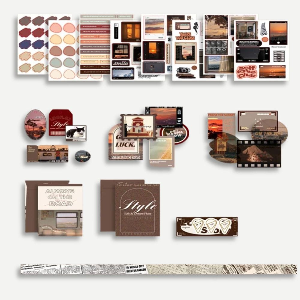 Coffret Scrapbooking Adulte Roadtrip Vintage Crépuscule