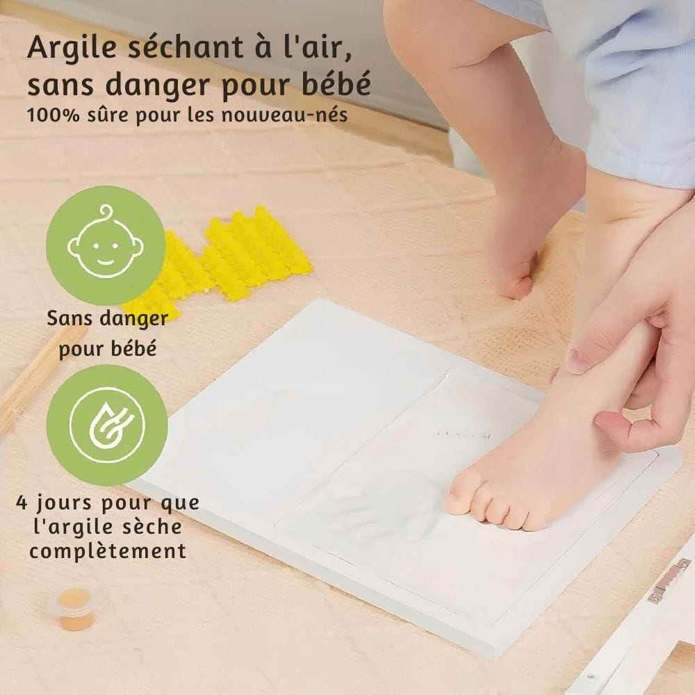 Empreintes Pieds et Mains Bébé : Cadre 3 Volets Argile