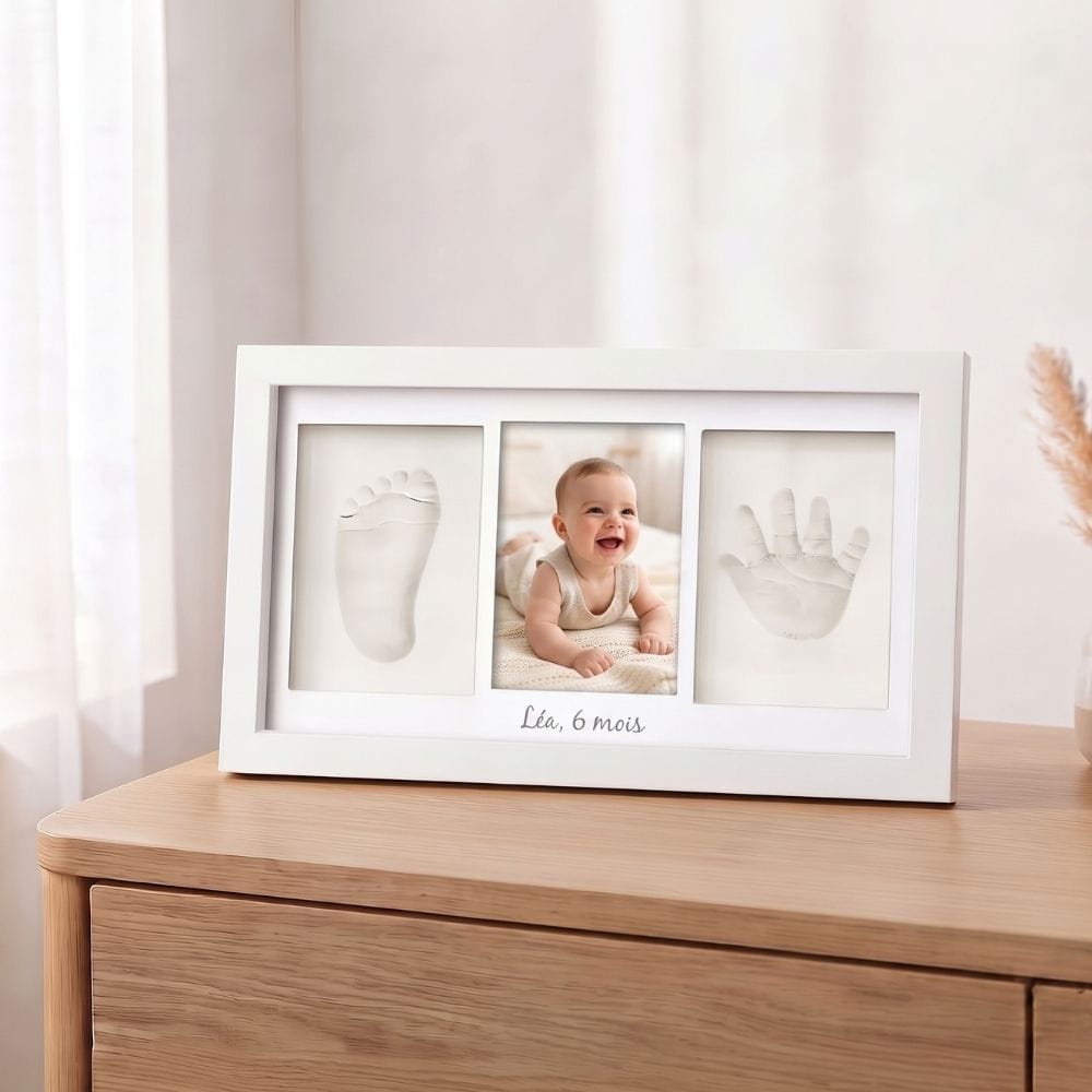 Empreintes Pieds et Mains Bébé : Cadre 3 Volets Argile