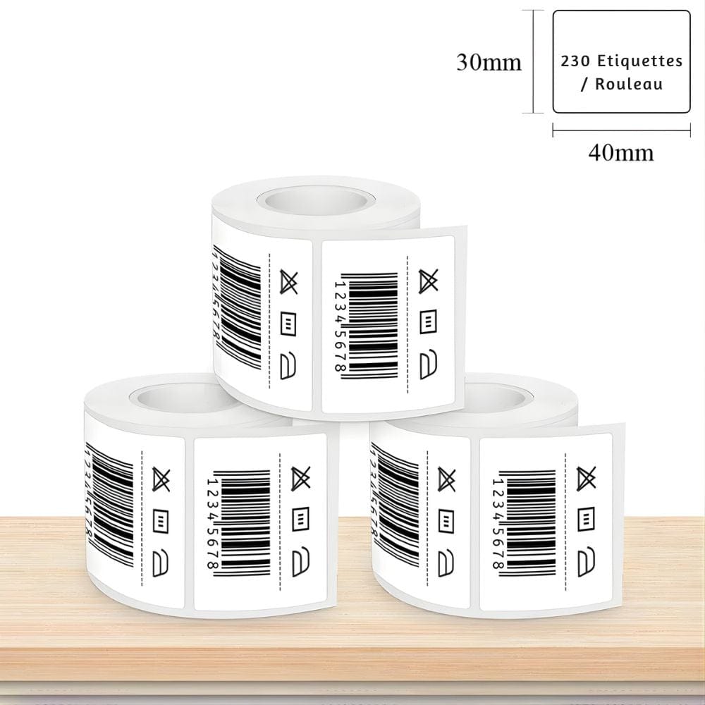 Étiquettes Thermiques Autocollantes 30-50mm Rouleau 3 Rouleaux 40/30mm