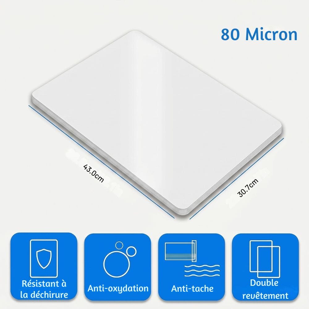 Feuille Plastifieuse A3 80 Microns — Pack de 50 Pochettes PET
