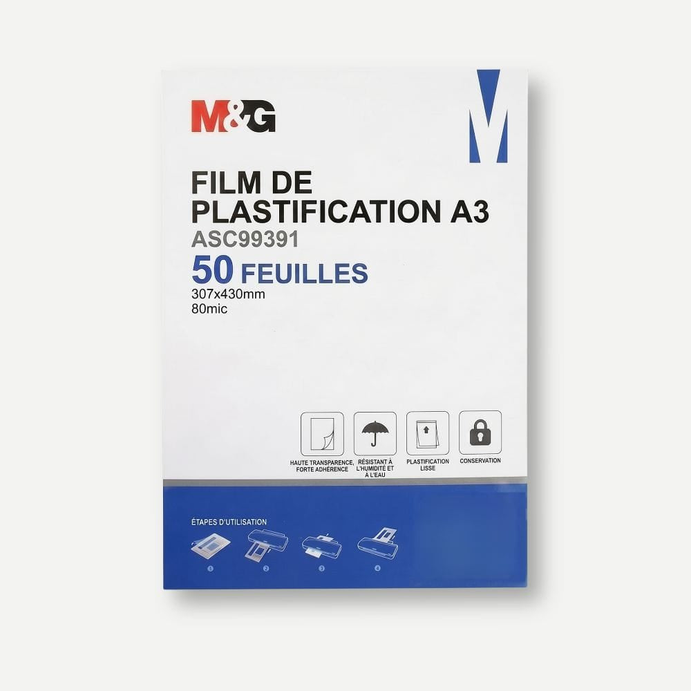 Feuille Plastifieuse A3 80 Microns — Pack de 50 Pochettes PET
