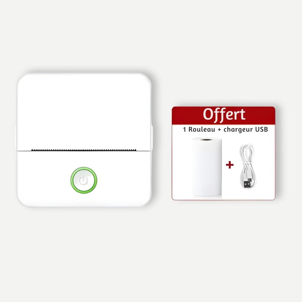 Imprimante Photo Thermique Bluetooth Sans Encre Blanc set 1
