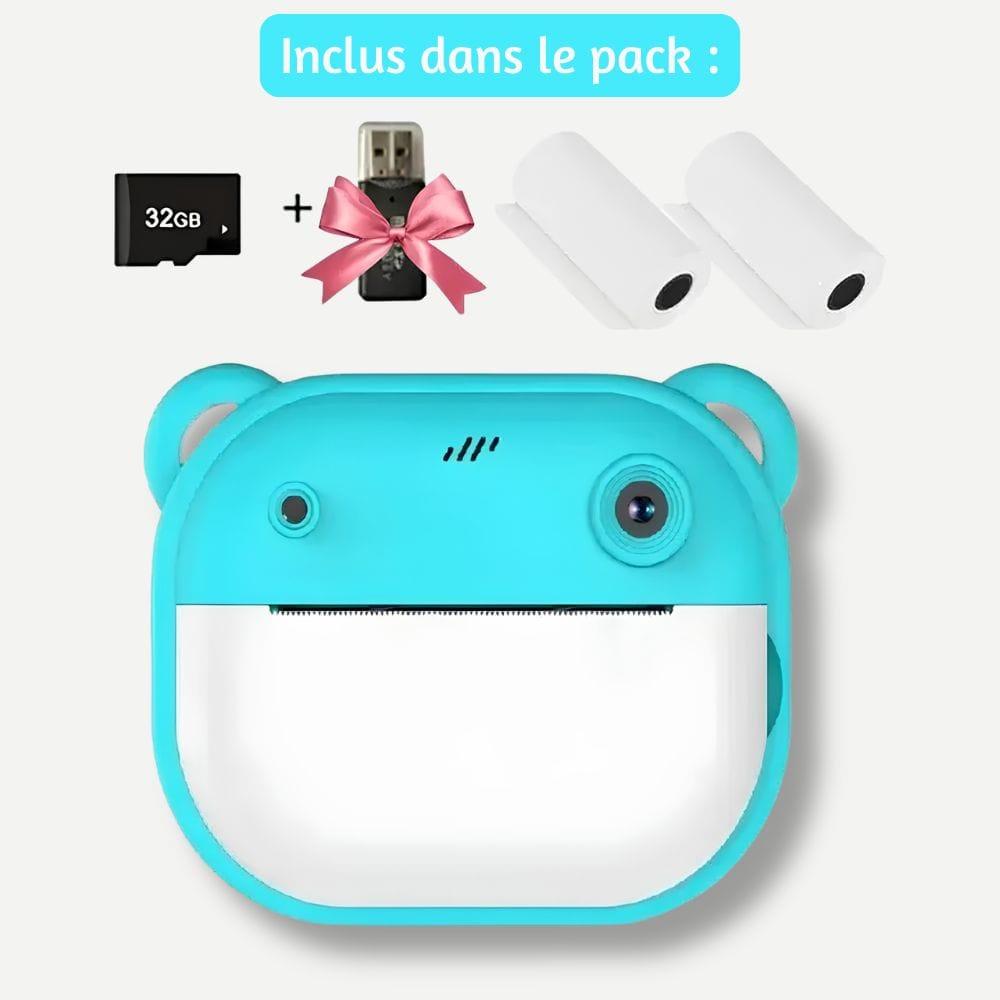 Mini Appareil Photo Instantané — Thermique Sans Encre Vert 32G