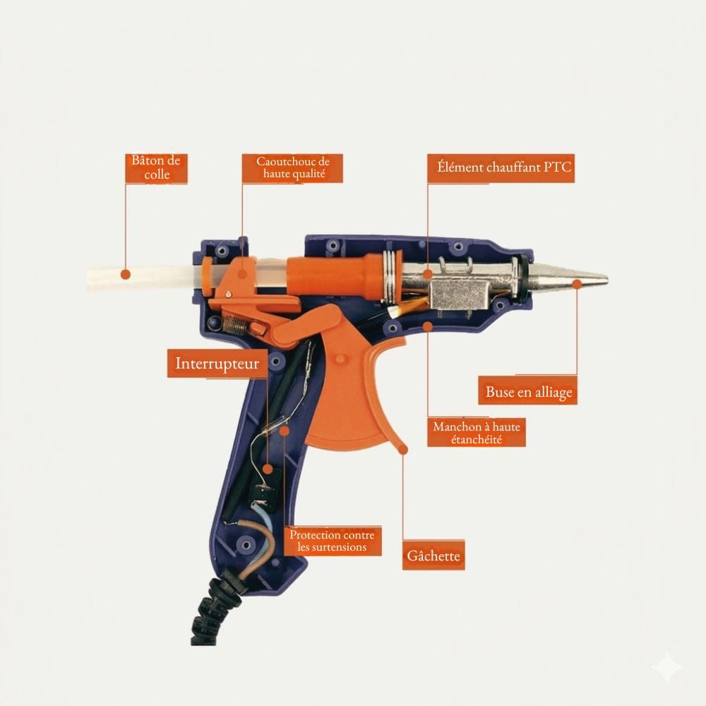 Pistolet à Colle Chaude 20W – 30 Bâtons Inclus