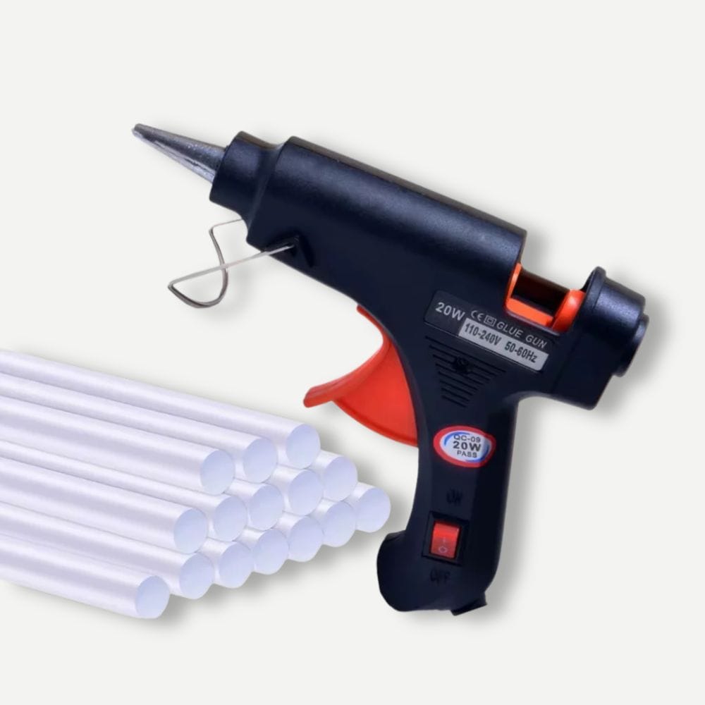 Pistolet à Colle Chaude Noir avec 30 Recharges