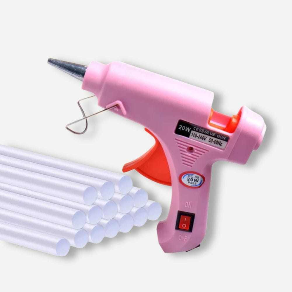 Pistolet à Colle Chaude Rose avec 30 Recharges