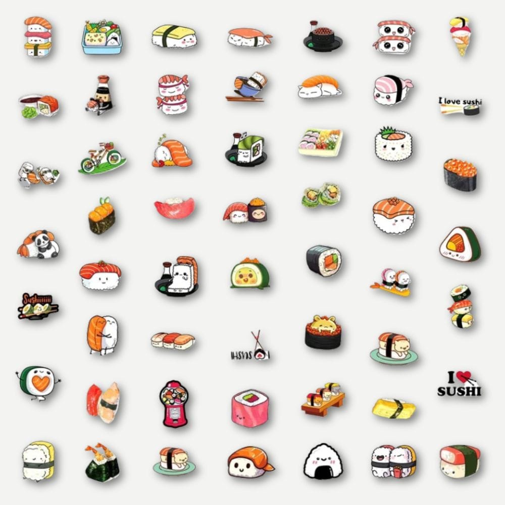 Stickers Sushi 50 Pièces